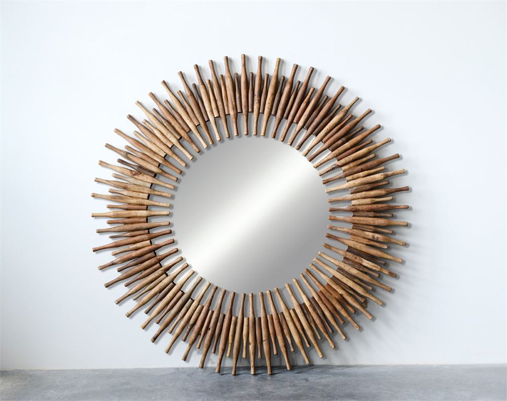 Found Wood Roti Pins Mirror | burkedecor.com