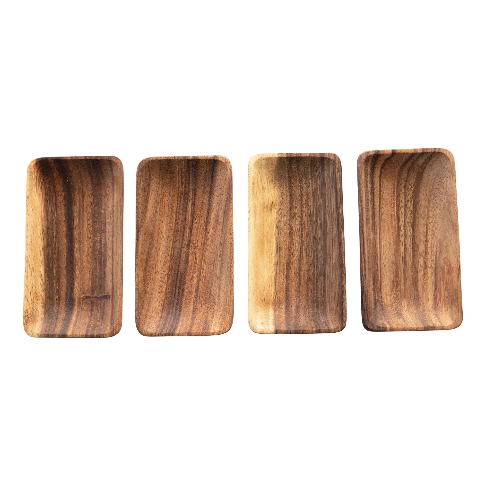 Acacia Wood Trays with Seagrass Tie, Set of 4