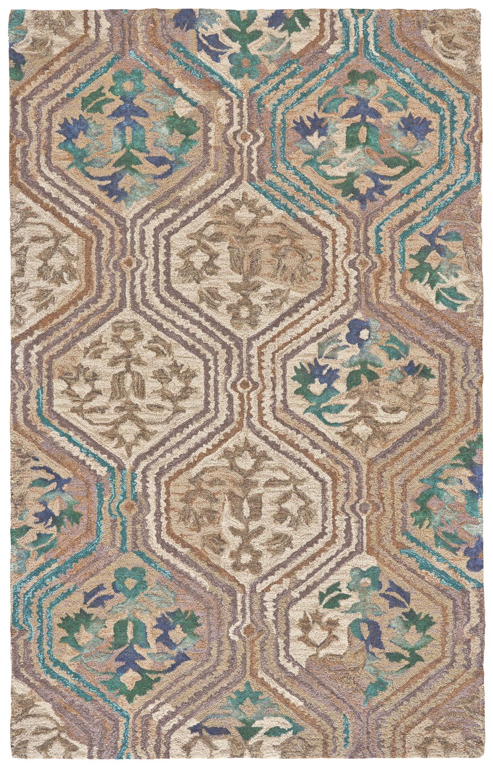 Amreli Hand Tufted Tan and Teal Rug by BD Fine