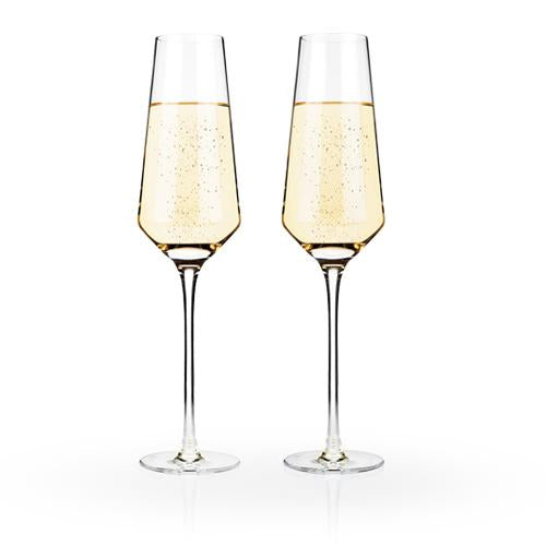 Angled Crystal Champagne Flutes