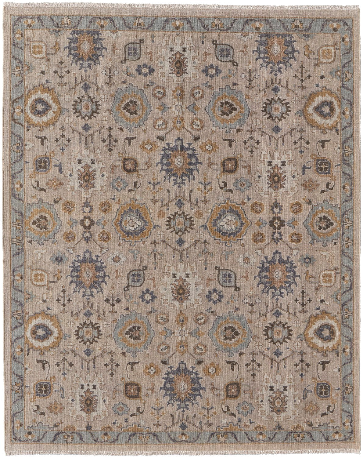 Aleska Oriental Tan/Blue/Gold Rug