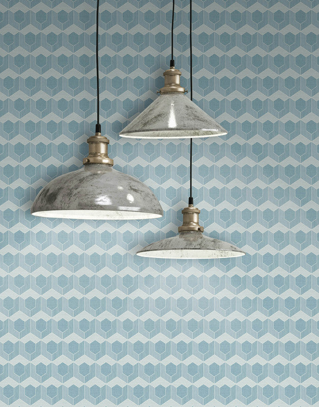 3D Hexagon Wallpaper in Blue