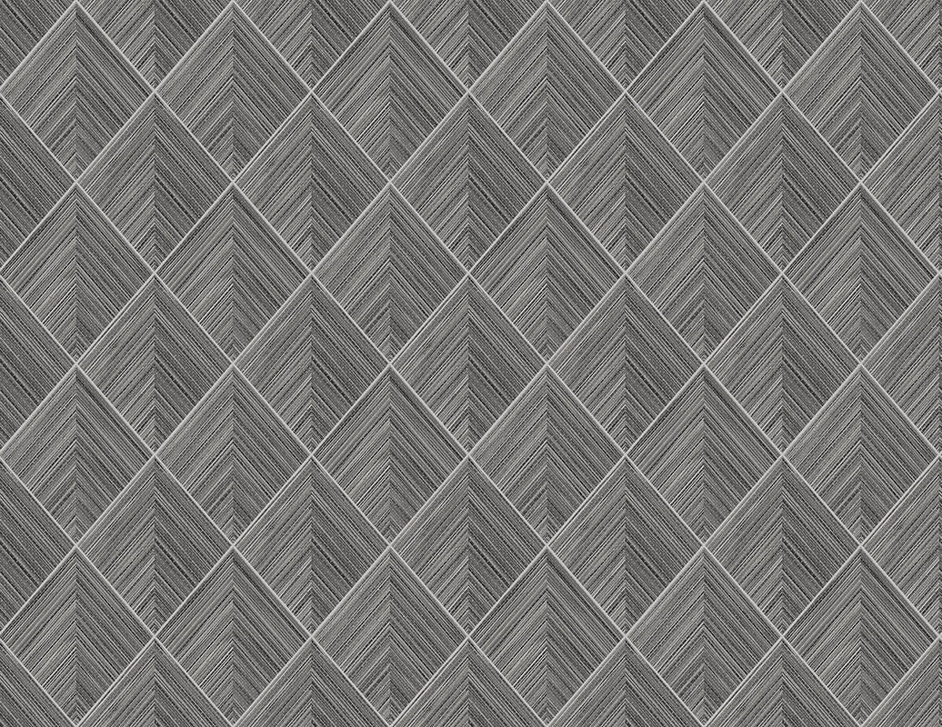 3D Pyramid Faux Grasscloth Wallpaper in Dark Grey