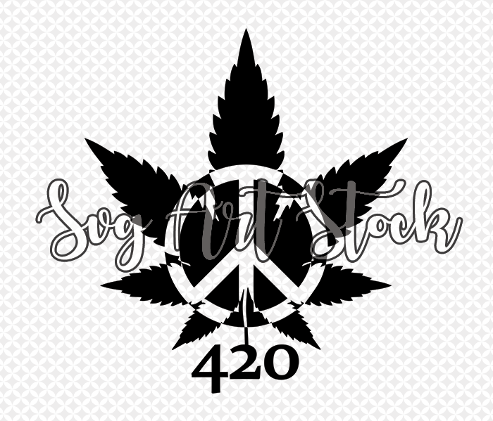 420 Peace Leaf Svg Art Stock