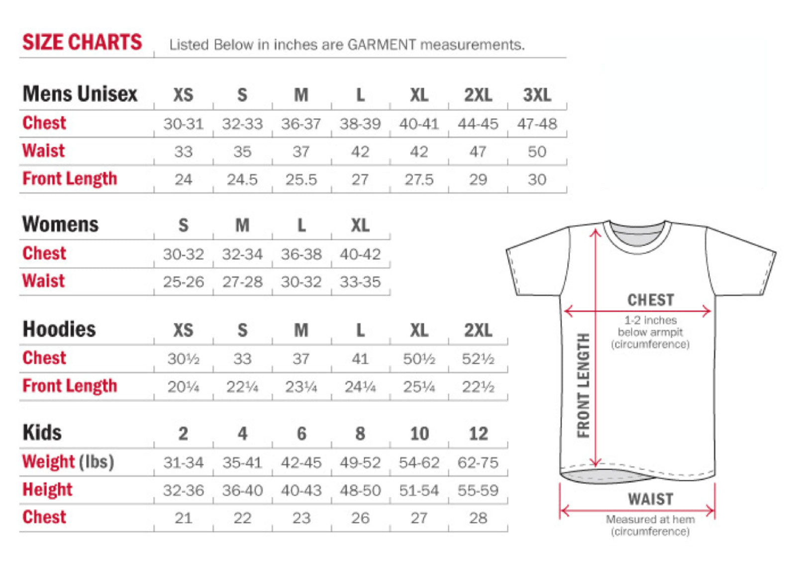 Size Chart For Shirts In India