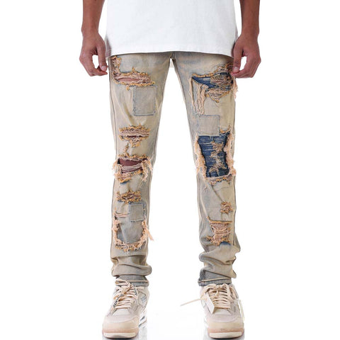 KDNK Pants Men Complex Jeans (Khaki)