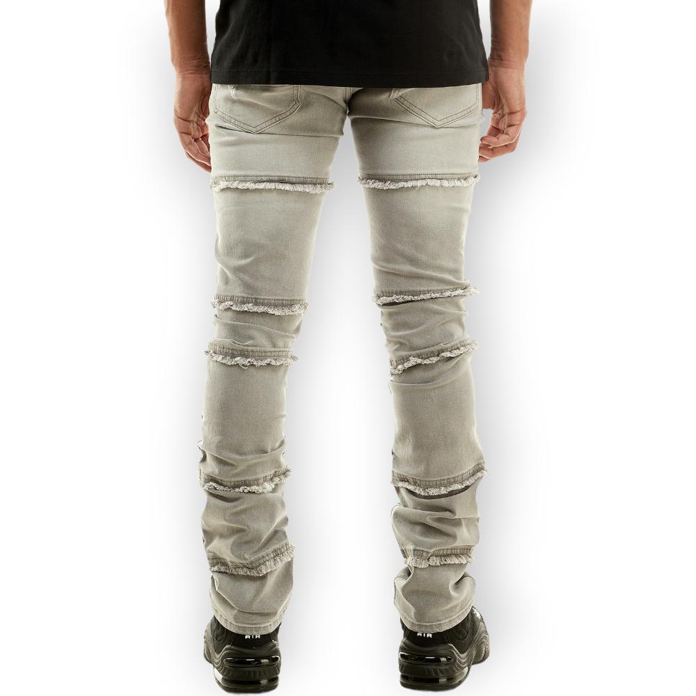 KDNK Stacked Jeans Men Panelled Pants (Grey)