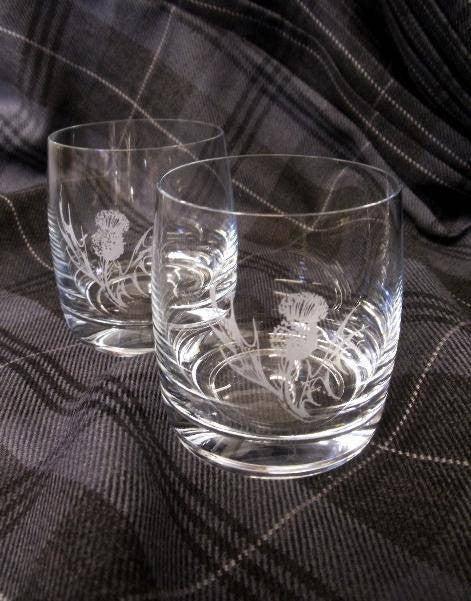 Whisky Glass Set Of 2 Thistle Scotlands Bothy 0467