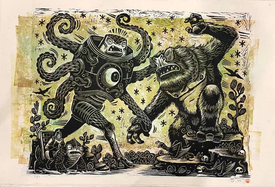 Illustration by Attack Peter featuring monsters fighting