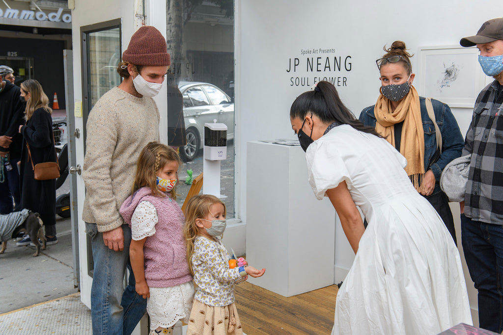 photo of opening day at JP Neang's solo exhibition "Soul Flower"