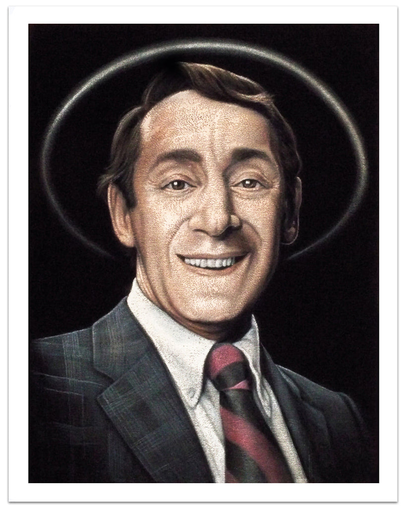Bruce White portrait painting on velvet of politician Harvey Milk