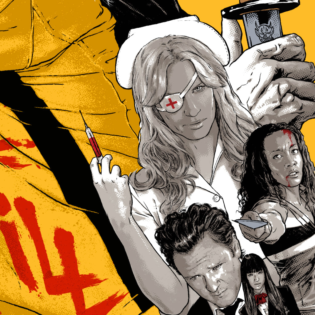 Joshua Budich Kill Bill screen print close up of Beatrix