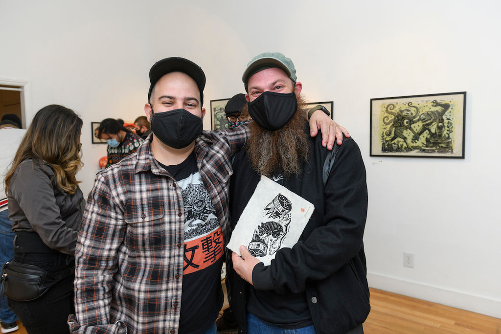 photo of opening reception of Attack Peter's art show
