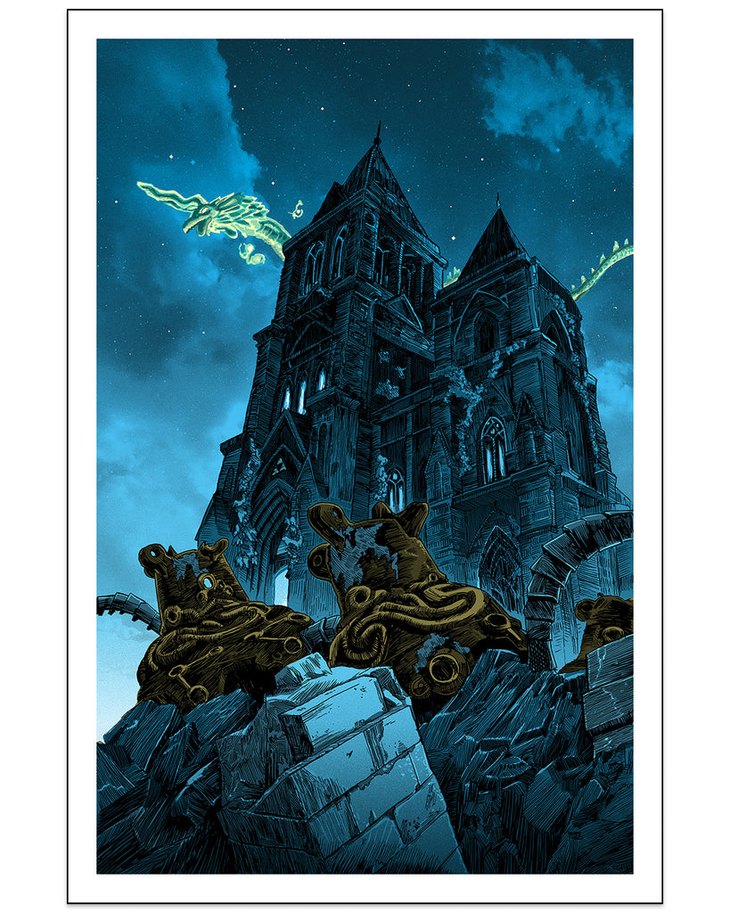 Tim Doyle artwork screen print of castle from the video game 