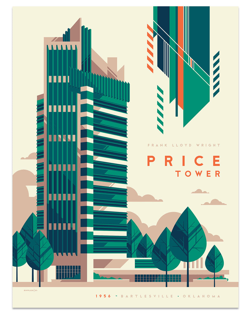 Tom Whalen Price Tower for Spoke Art Gallery Frank Lloyd Wright building