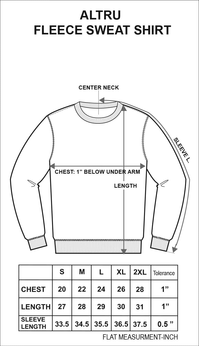 Altru Men's Sweatshirt Size Chart