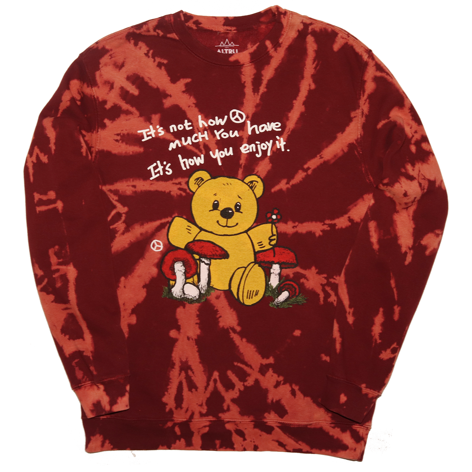 Teddy Bear Mushroom Bleach process tie dye sweatshirt - Altru Apparel product image