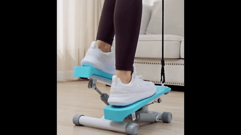 mini stepper with resistance bands gif