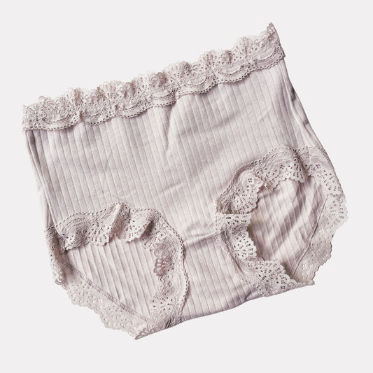Dirk41 Underwear Women Cotton High Waisted Scallop Trim Panties
