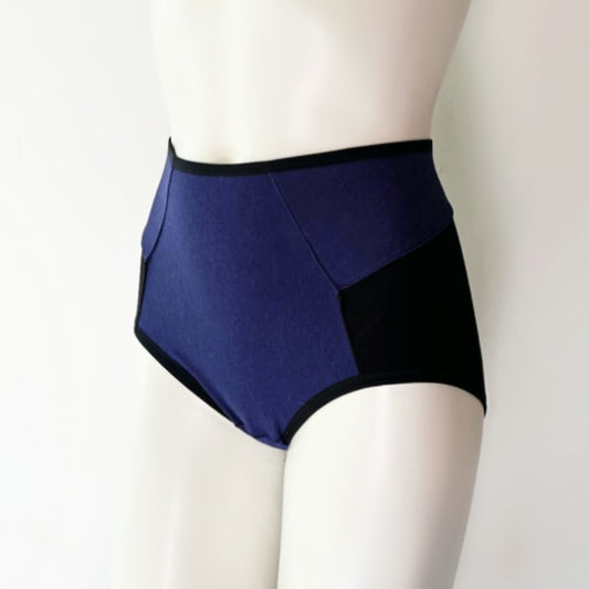 Grey Dark Red Organic cotton french brief | Made to measure