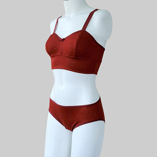 2-pack Non-padded Cotton Bra Tops - Beige/red - Ladies