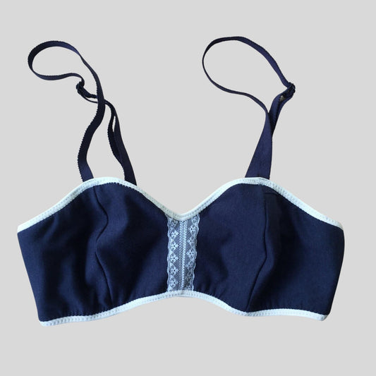 Mernet Navy Blue Organic Cotton Wireless Bra for Women, Criss-cross  Push-up Triangle Bra Top, Bras