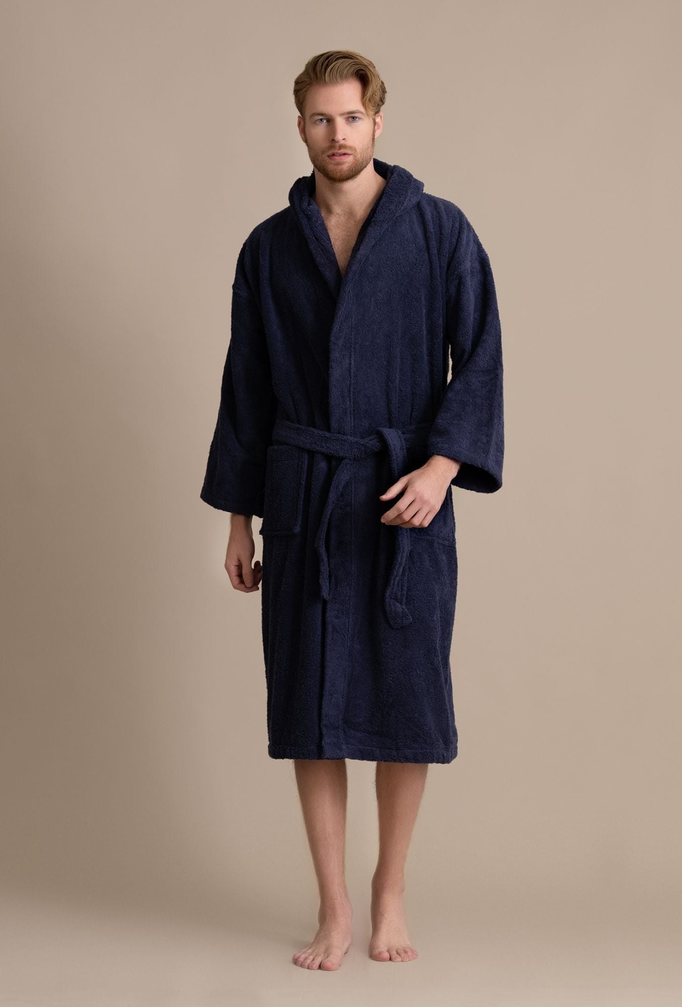 Men s Hooded Robe Turkish Cotton Terry Hooded Spa Black Bathrobe