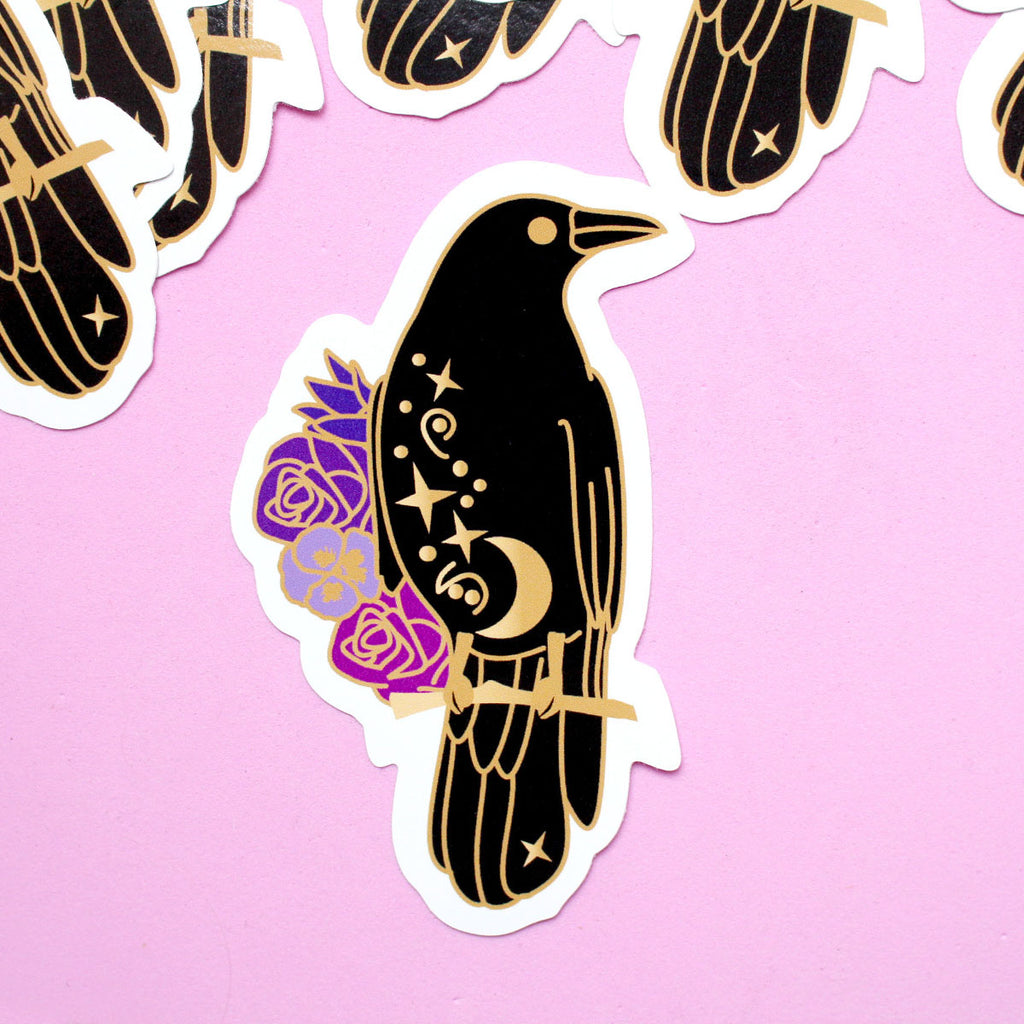 Crow Sticker Glitter Punk