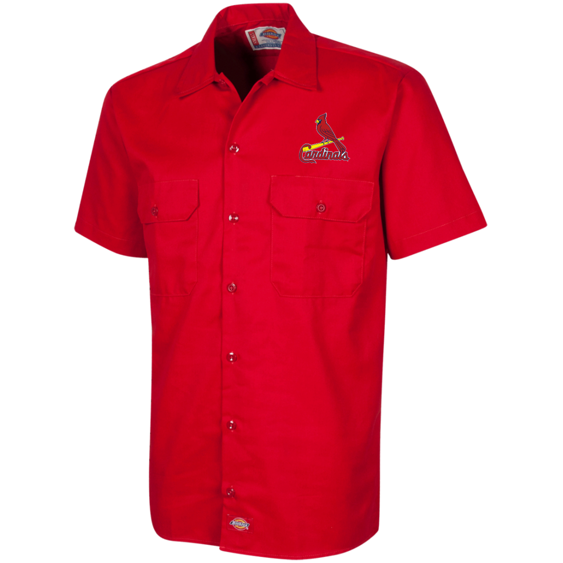 Official St. Louis Cardinals Classic Embroidered Logo Dickies Men&#39;s Sh – Caught Looking Designs