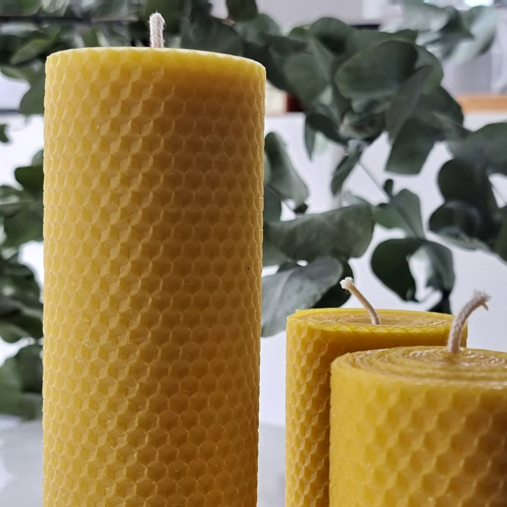 B503 33 x 200mm 100% Beeswax Pillar Candles - BeesWax Candles Ireland