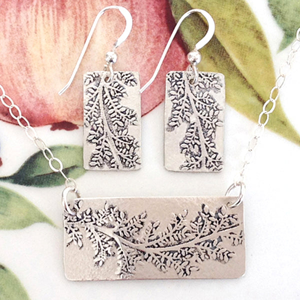 Pine Branch Necklace and Earring Set