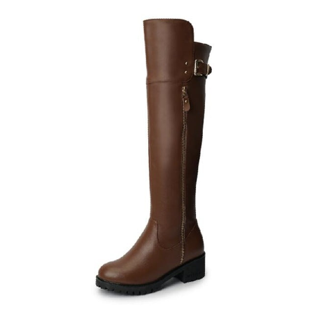 over the knee genuine leather boots