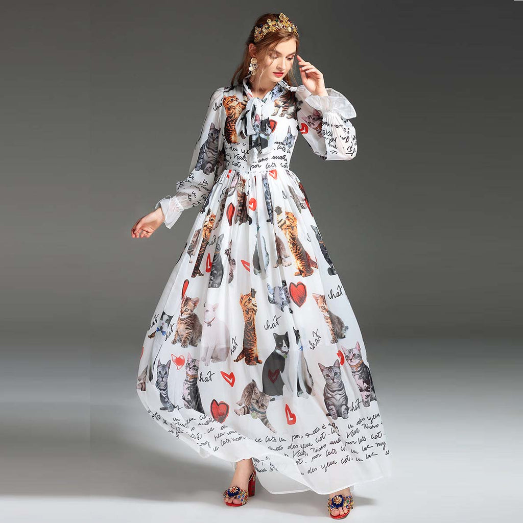 Puff Sleeve Autumn Winter Floral Dress – HER SHOP | Live beautiful