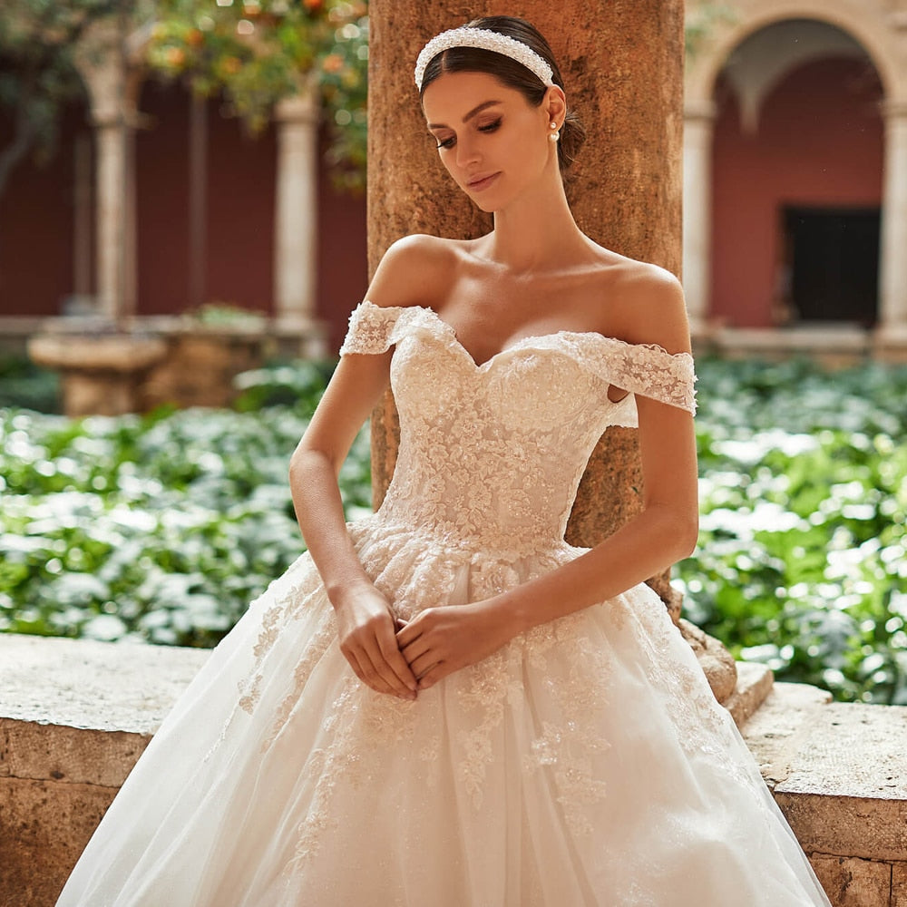 White Princess Ball Gown Wedding Dress – HER SHOP