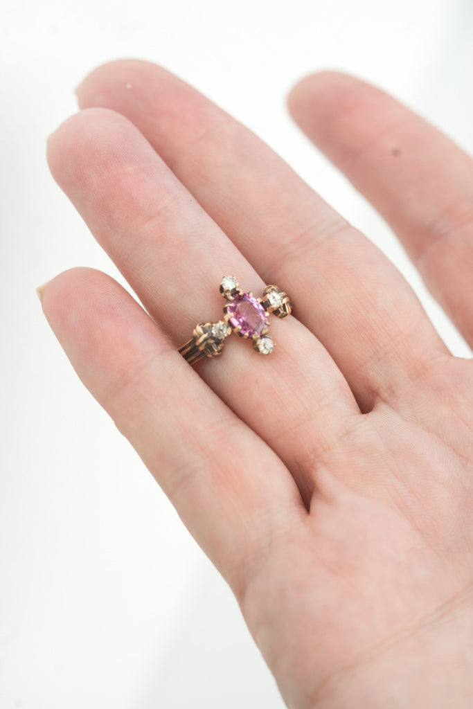 antique pink sapphire ring