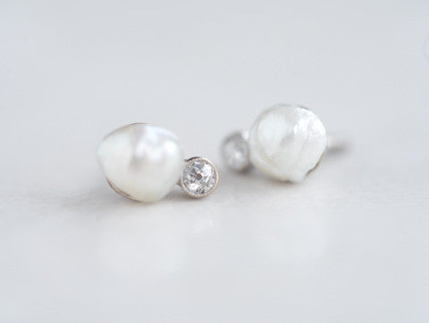 Natural Pearl & Diamond Earrings