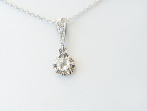 Antique Rosecut Diamond Pendant & Necklace