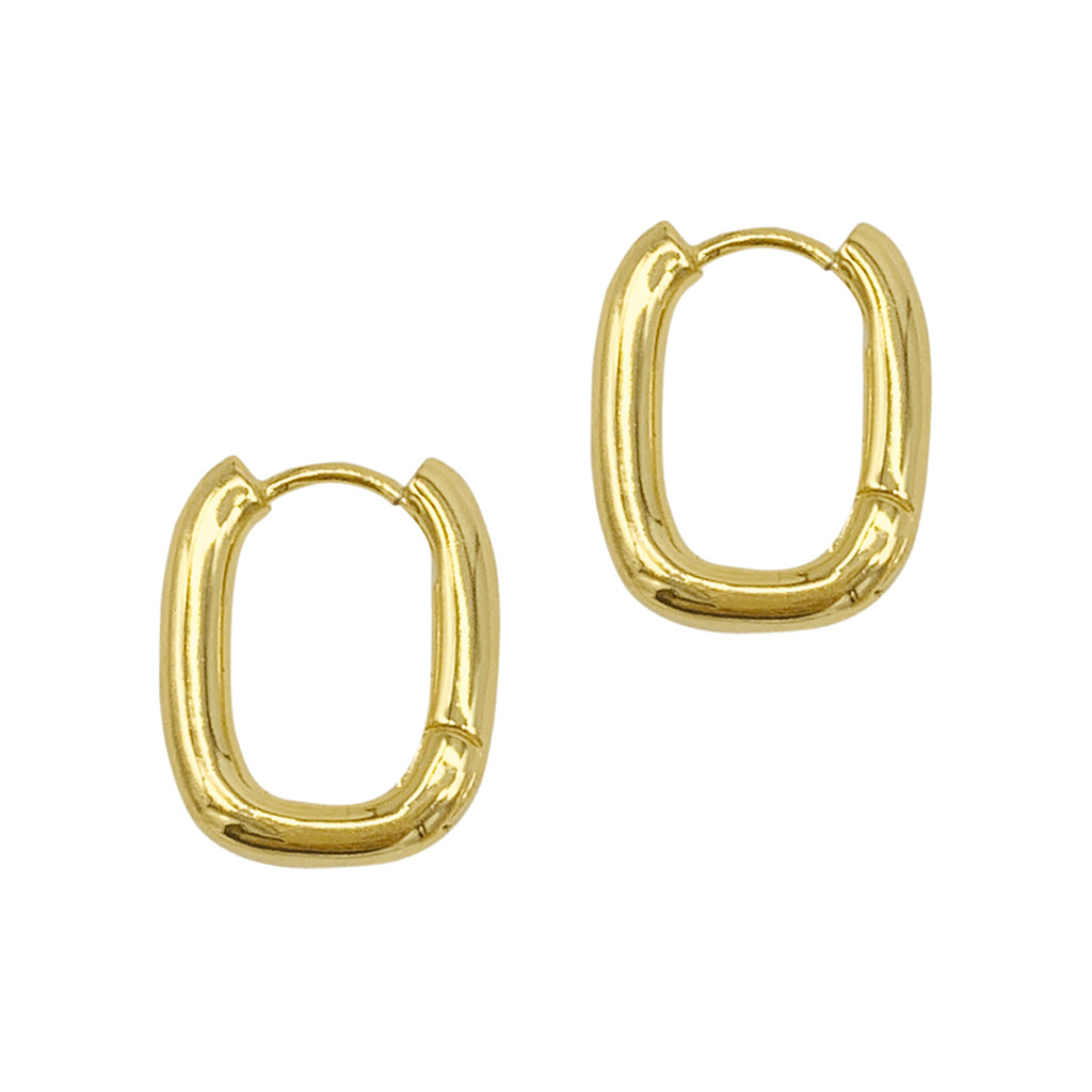 gold rectangle hoop earrings