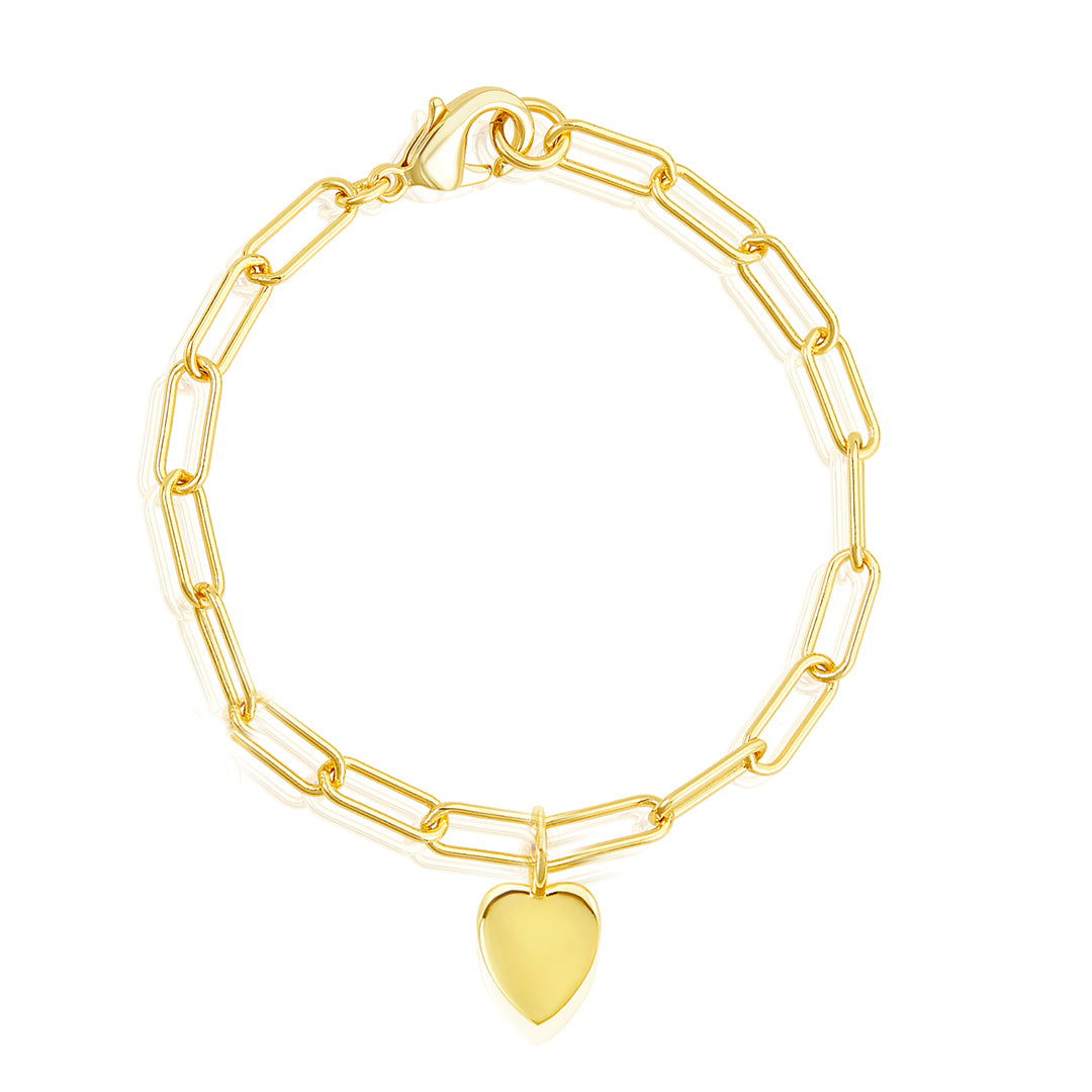 gold chain bracelet with heart charm