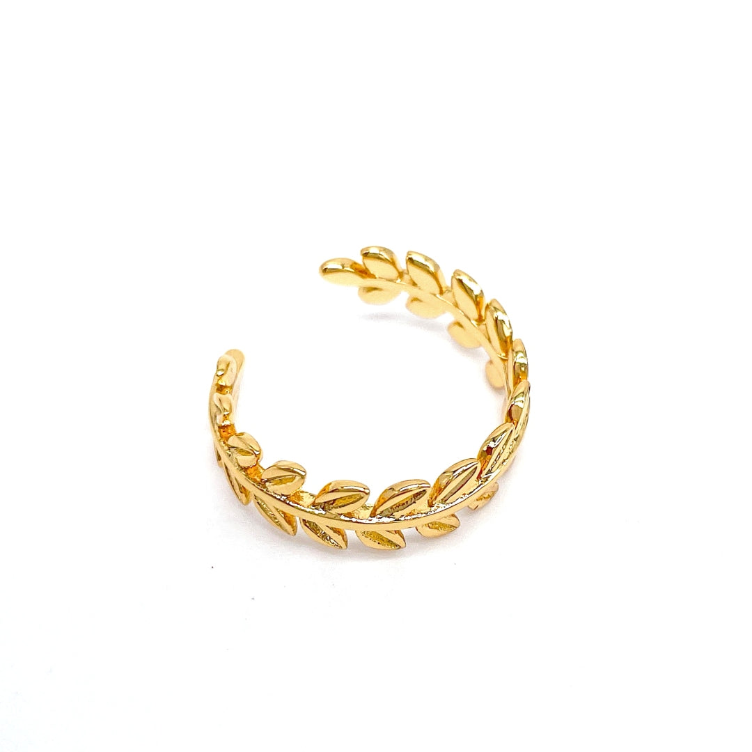 Open Adjustable Leaf Ring gold