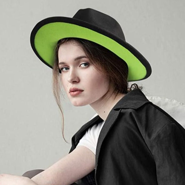 neon green fedora hat