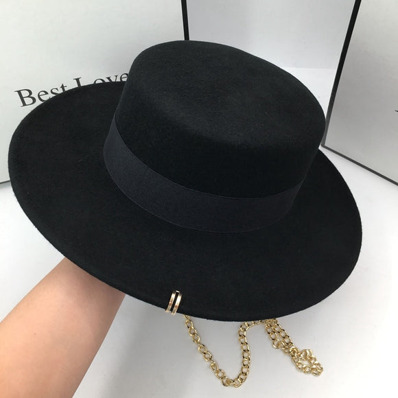 black boater hat