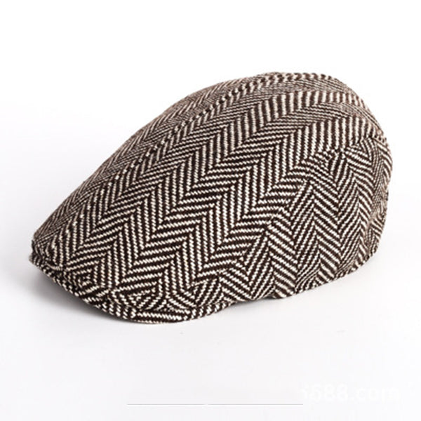 Cotton Herringbone Stripe Ascot Flat Caps 2 Colors Hat Stacks Online