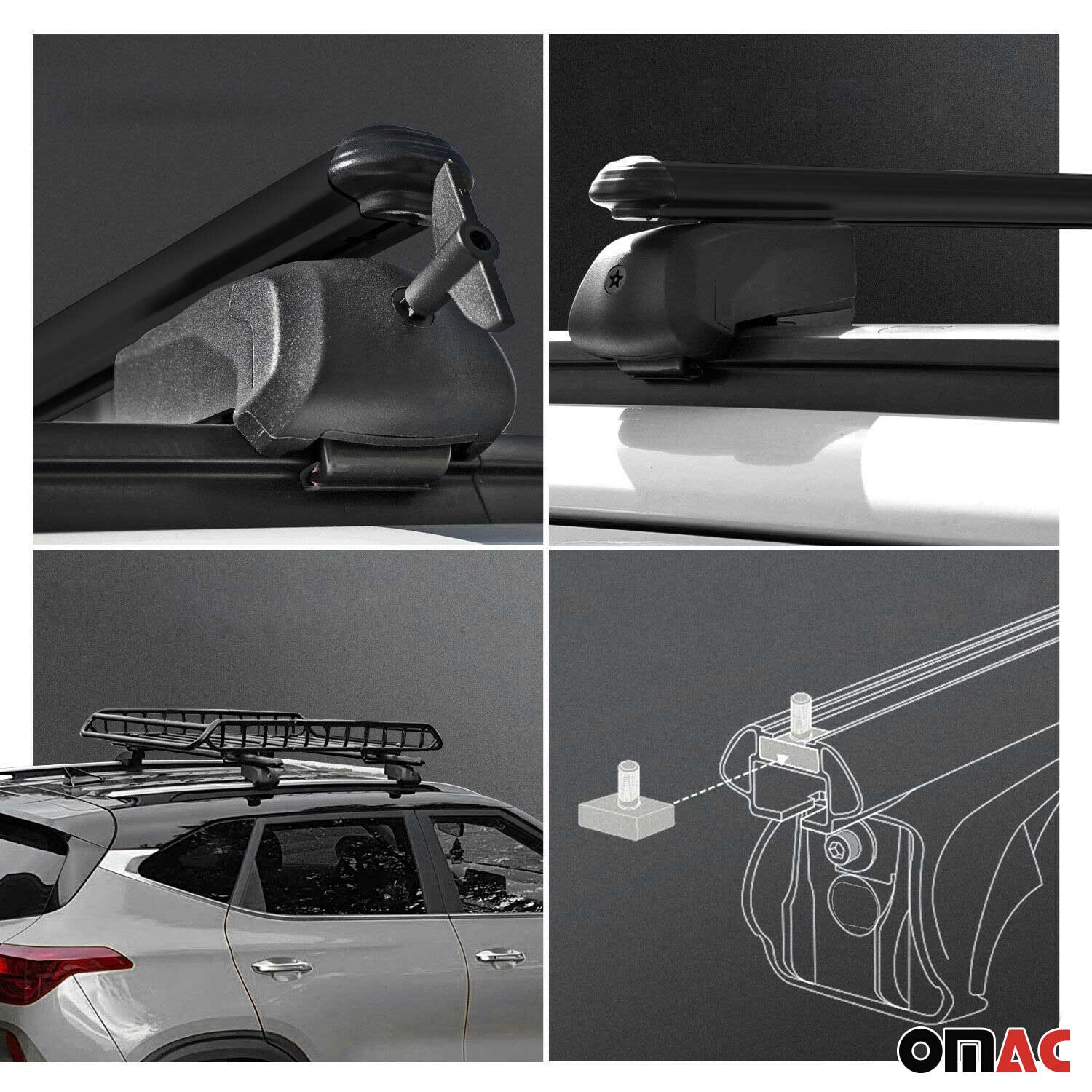 OMTEC 2019 2025 Infiniti QX50 Roof Rack Cross Bars Black