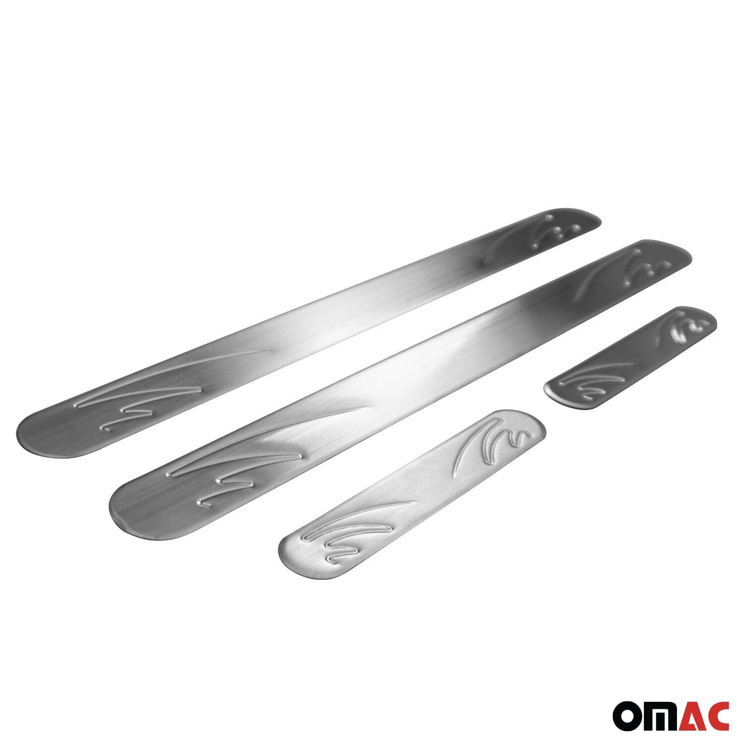 OMTEC Cadillac Door Sill Scuff Plate Scratch Protector Stainless Steel Silver Wave 4 Pcs