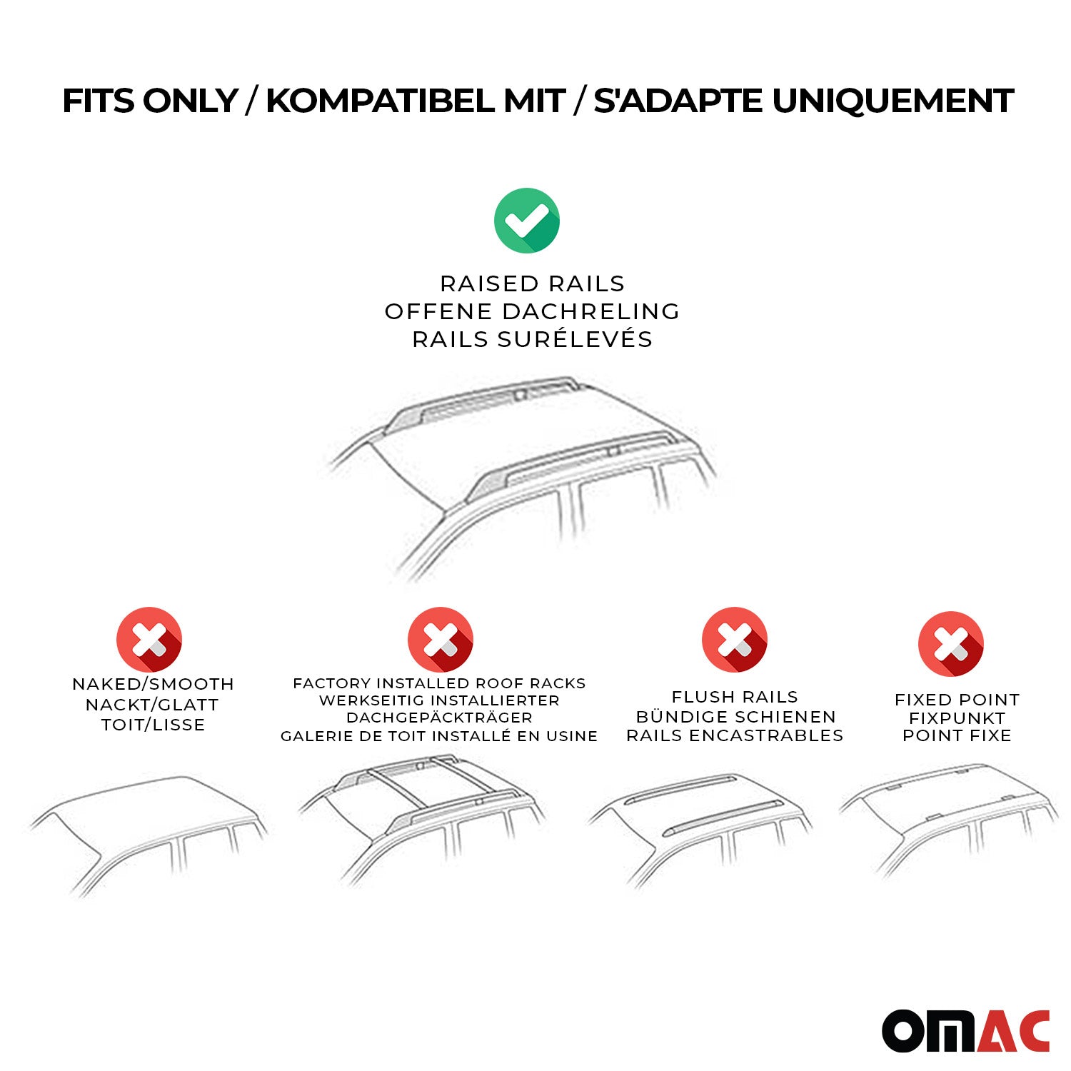 OMTEC 2007 2013 Mitsubishi Outlander Roof Rack Cross Bars Silver