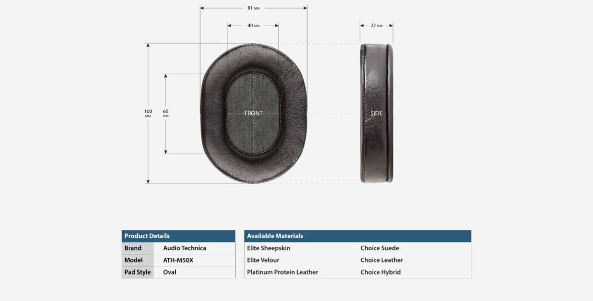 Headphone-Zone-Choice Hybrid Earpads for Audio Technica ATHM Series & Sony