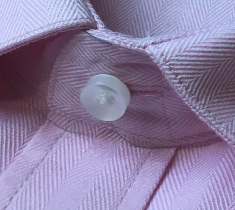 close up pink herringbone men's organic shirt