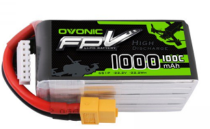 OVONIC 22.2V 100C 6S 1000mAh LiPo Battery Pack with XT60 Plug for Freestyle