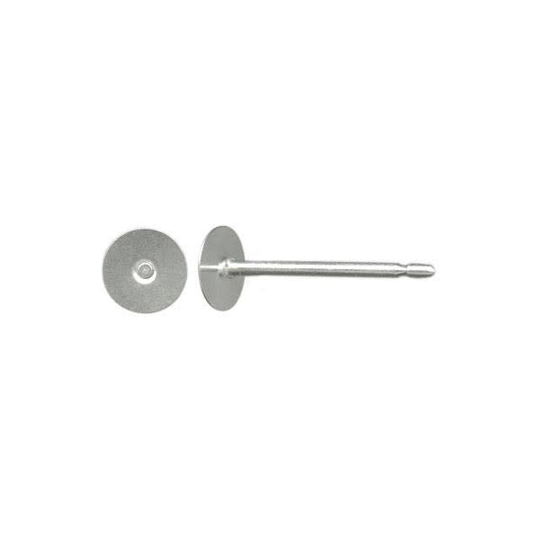 Earring Findings, 11mm Long Post with 4mm Glue On Pad, Titanium (10 Pairs)